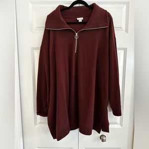 Ava Viv knit tunic pullover half zip burgundy size 3X